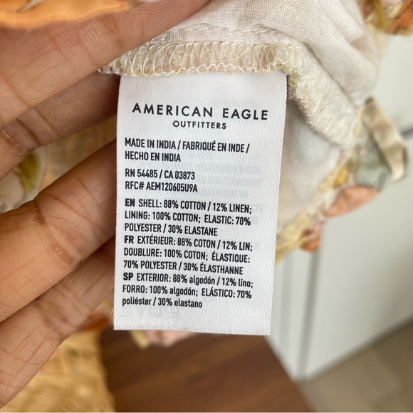 AE - Linen blend Floral Cropped Top - size S petite - Picture 7 of 14